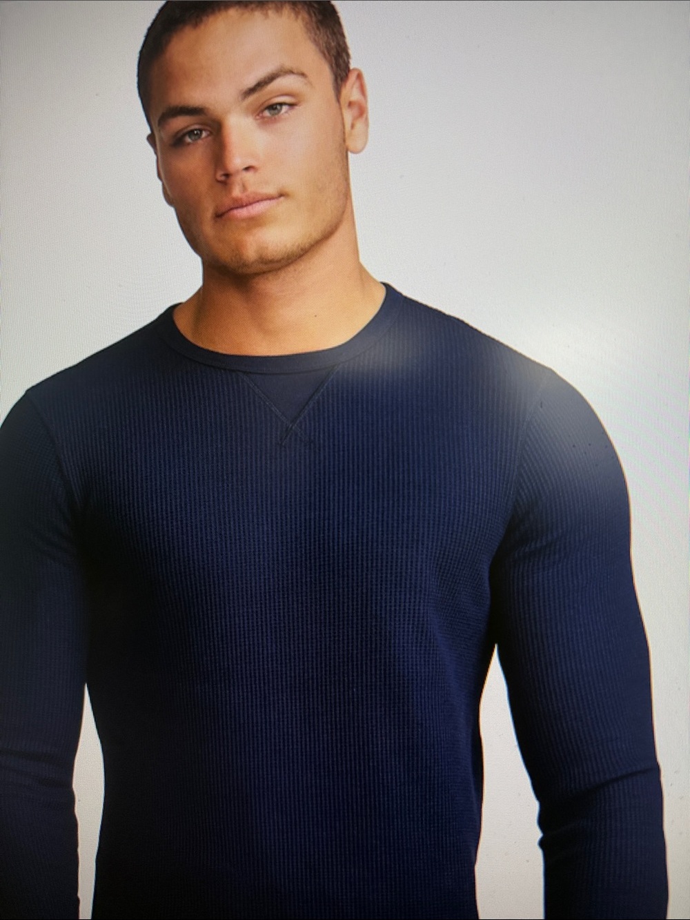 Men's Long Sleeve Waffle Crew Top NIP Various Sizes  MT, LT, XLT, 2XLT Navy